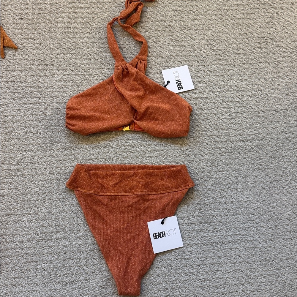 Beach Riot Rust Bikini Set with skirt coverup
